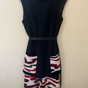Vintage Kiva Ltd Black Dress w/ Red & White Accents, Retro Mod Style, Size 2